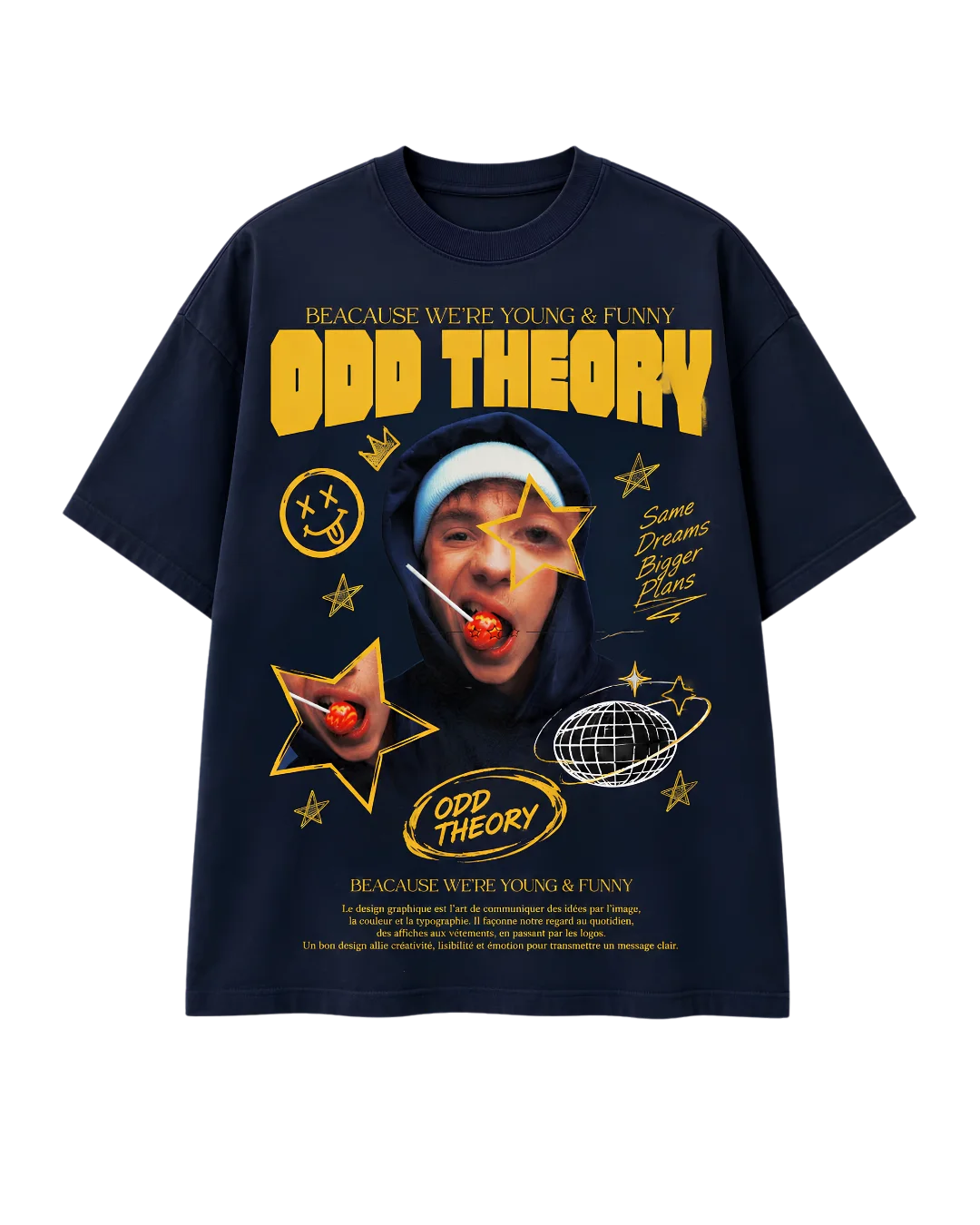 YOUNG & FUNNY TEE — Navy
